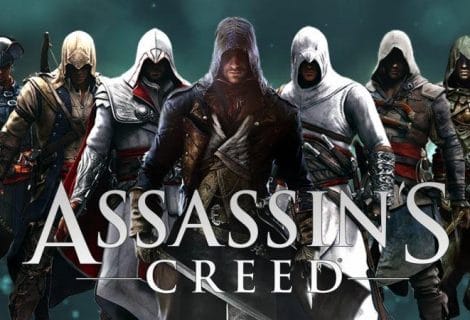 T-shirt toont het hoofdpersonage en zijn wapen uit de gloednieuwe Assassin's Creed-game
