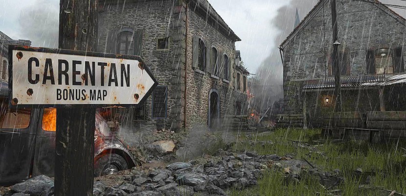 Carentan map getoond van Call of Duty: WWII