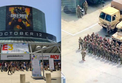 Nu was de E3-beurs normaal, foto's tonen hoe deze is veranderd naar militaire basis om relschoppers aan te pakken