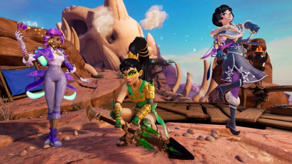 Raketten vliegen rond in de launch trailer voor Rocket Arena