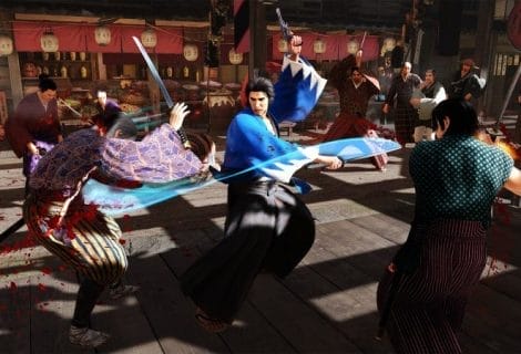 Een Samoerai met een zwaard en een revolver in de launch trailer van Like a Dragon: Ishin