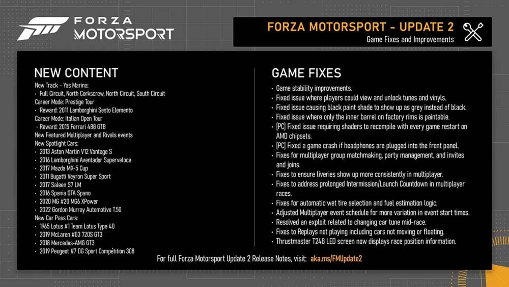 Forza Motorsport update 2